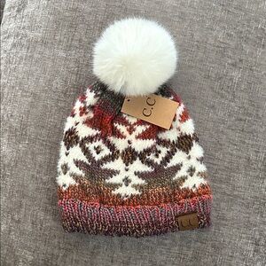 C.C Womens Knit Beanie with Pom Pom